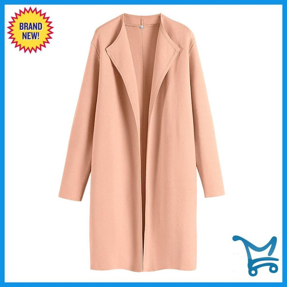 Oversized Knit Cardigan Lapel Neckline Trench Coatigan Chic Fall Winter Wear - Picture 1 of 7